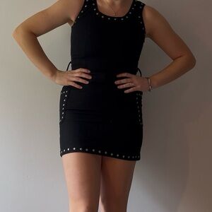 Lady Dutch Y2k Black Studded Mini Dress
